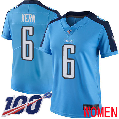 Tennessee Titans Limited Light Blue Women Brett Kern Jersey NFL Football #6 100th Season Rush Vapor Untouchable->women nfl jersey->Women Jersey